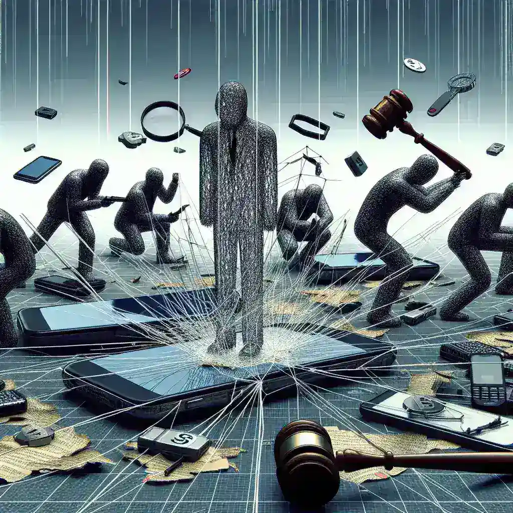 "Imagen de una operación policial desarticulando redes criminales involucradas en estafas relacionadas con móviles robados, mostrando agentes trabajando en la recuperación de dispositivos y evidencia."